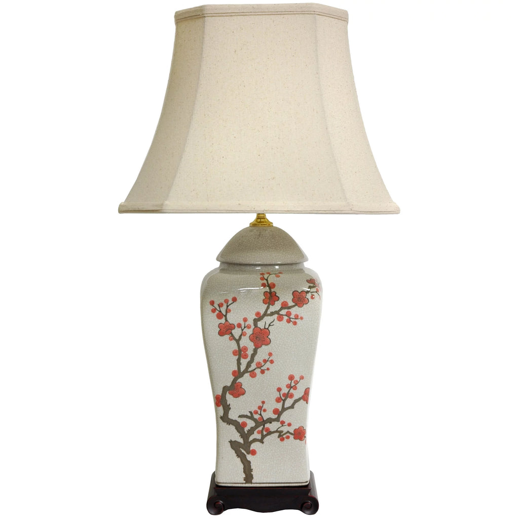 26" Cherry Blossom Porcelain Table Lamp E13255