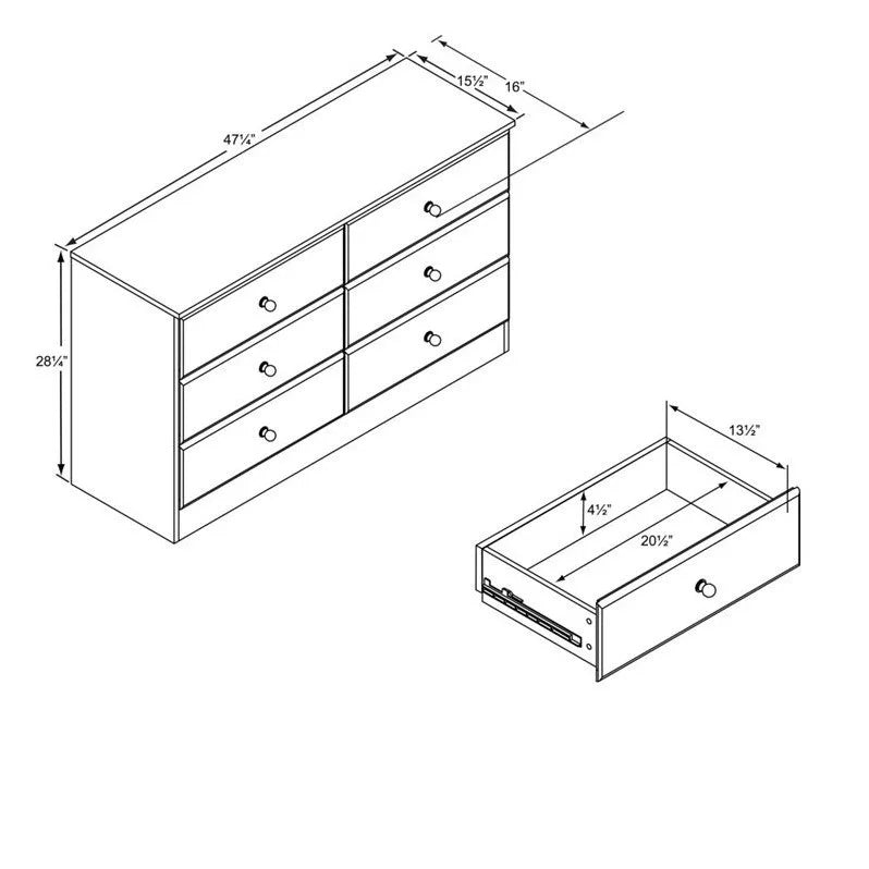4-Piece Set with 2 Nightstands 4-Drawer Chest & Double Dresser L6161