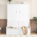 Queen Size White Wooden Murphy Bed with Sofa and Cushion Z5227
