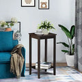 Dark Coffee Tall End Table With Storage Shelf And Solid Wood Legs, D12xw15xh29 Inches J43881