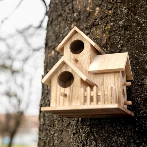 4 Hole Wooden Bird House C987