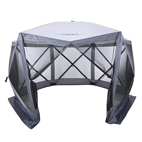 Grey 12'x12' 6 Sided Pop Up Gazebo Screen House W850