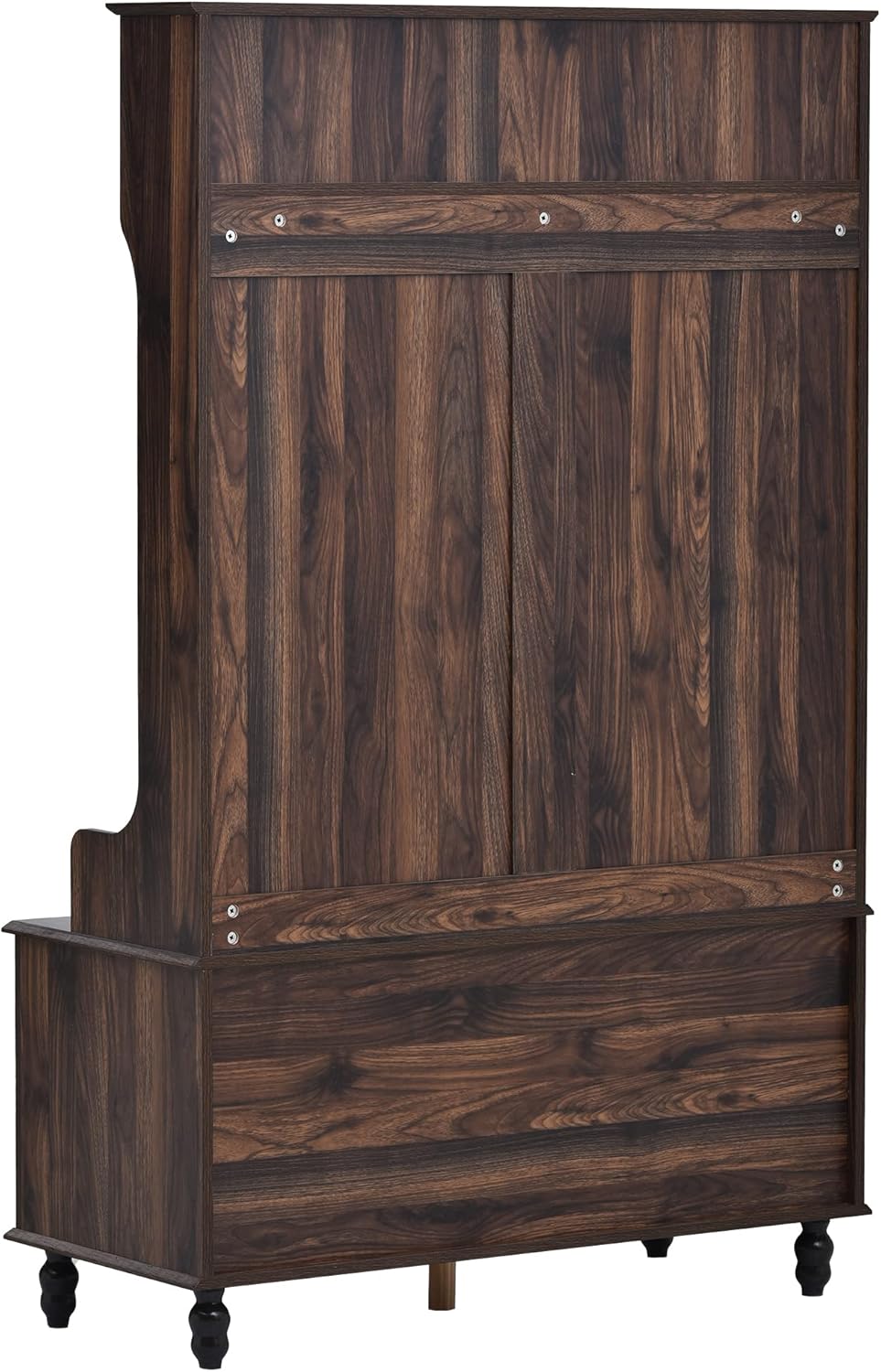 Brown 3-in-1 Hall Tree with 4 Hooks and Storage Bench L57875