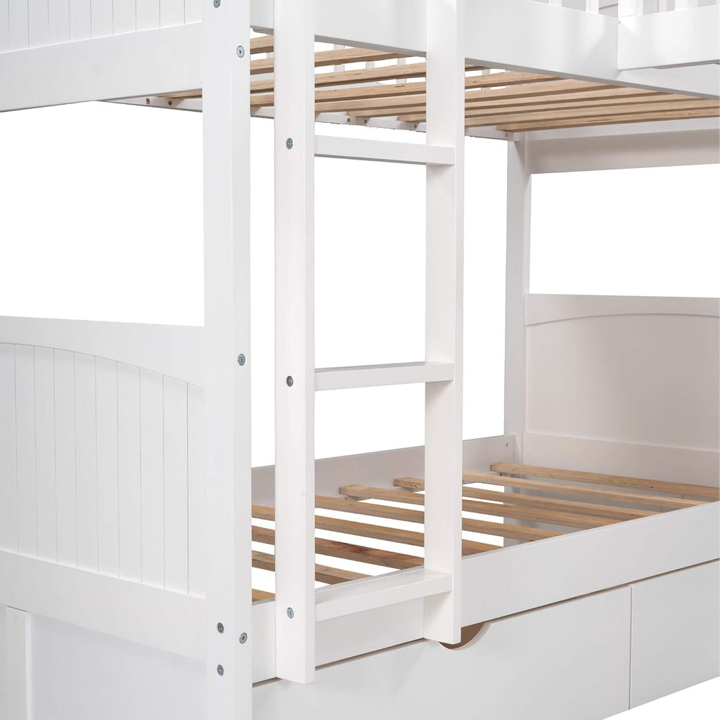 White Triple Loft Bunk Bed with 2 Drawers Y3713