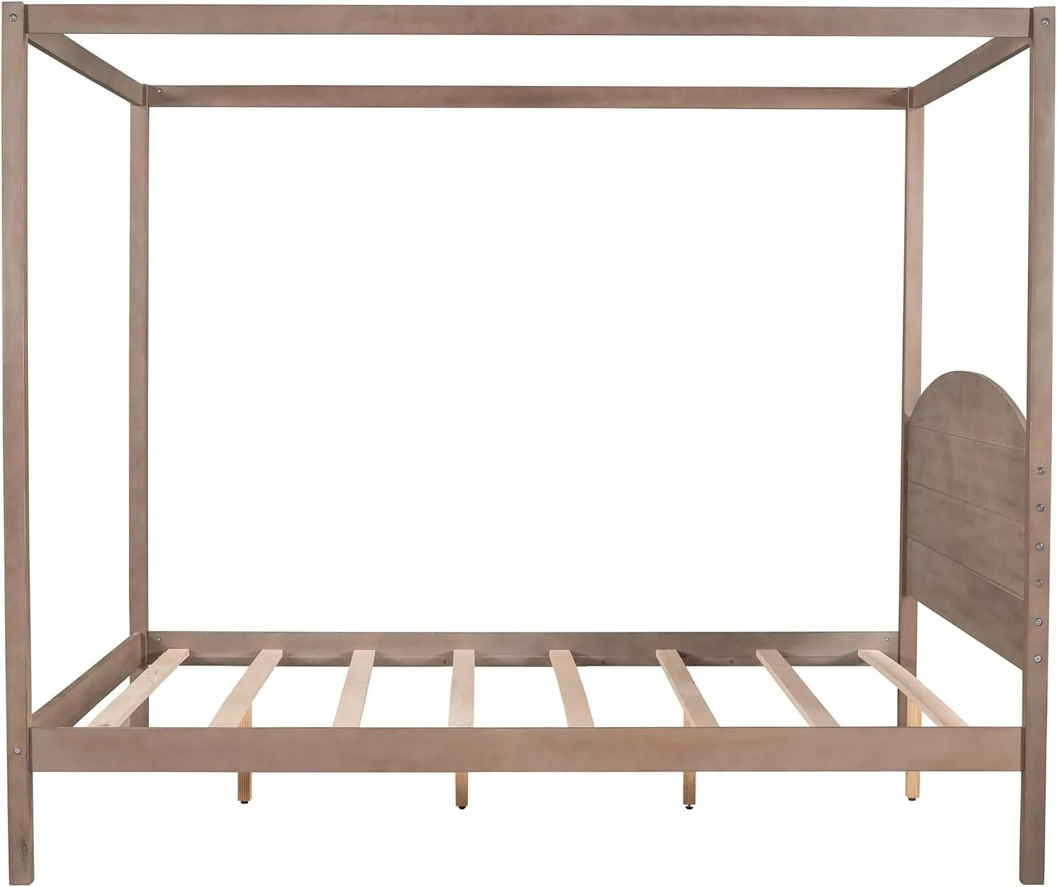 Brown Wash Queen Size 4-Post Canopy Bed Frame F196