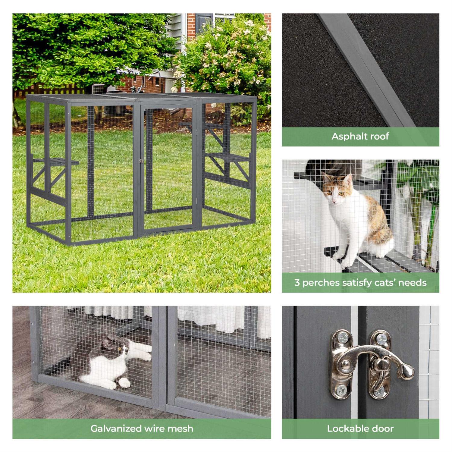 Wooden Outdoor Cat Enclosure Run Playpen Catio P999