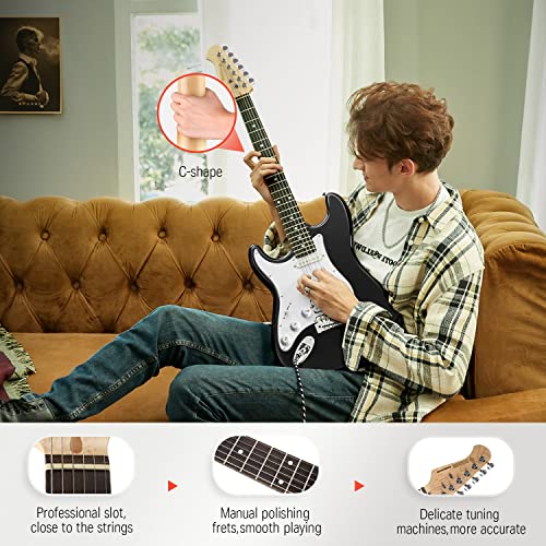 Black HSS Solid Body Electric Guitar with Amplifier, Bag, Tuner, Capo, Strap, Cable, Picks I69075