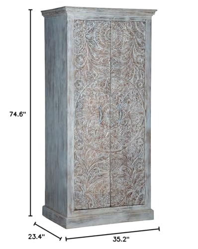 White Solid Wood Wardrobe Z9381