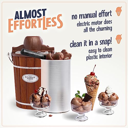 Dark Wood 4 Quart Electric Ice Cream Maker W624