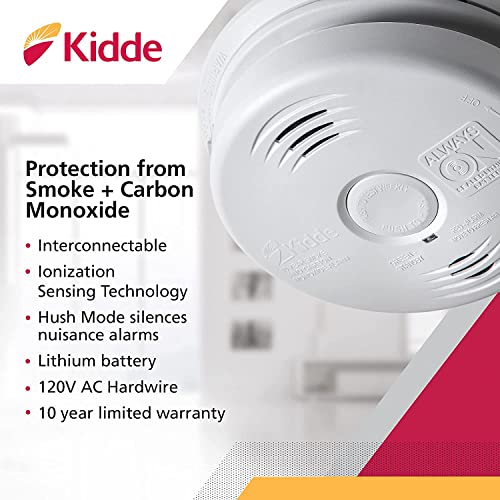 Hardwired Smoke & Carbon Monoxide Detector with 10-Year Battery Backup T23150