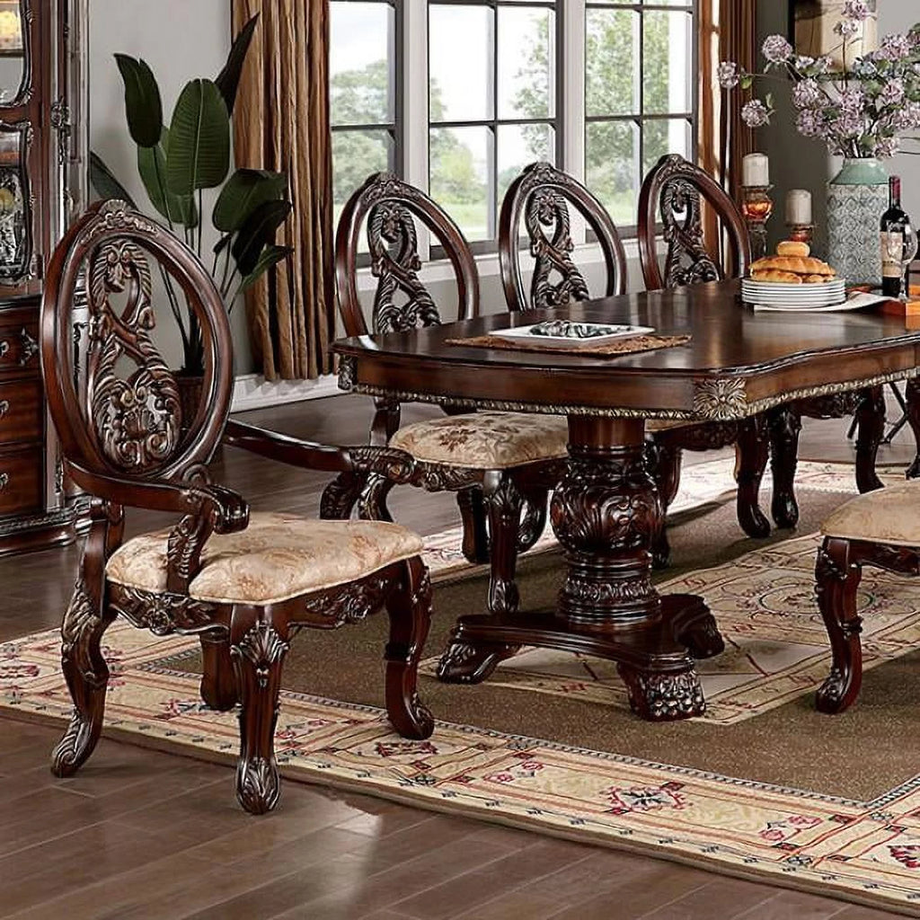 Brown Cherry Expandable Double Pedestal Dining Table P236554