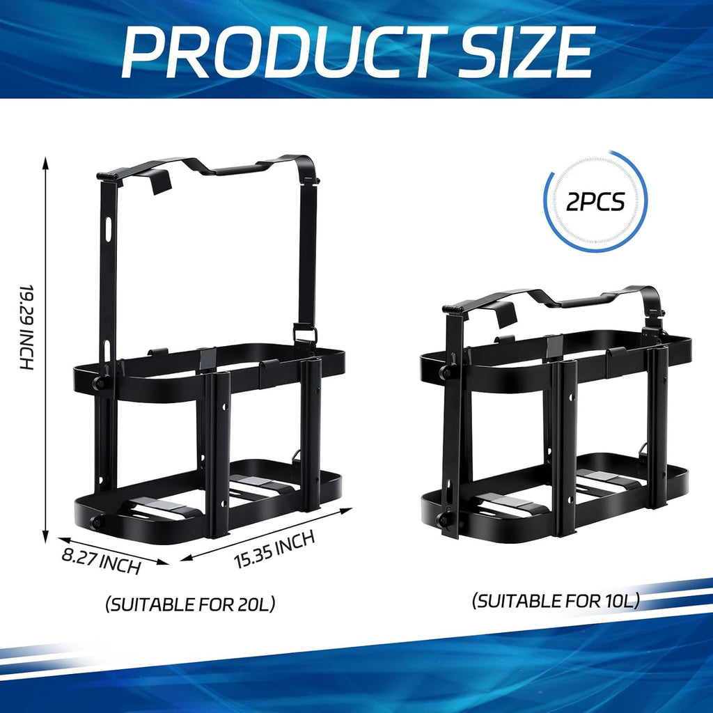 2 Pcs 5 Gallon 20 Liter Metal Lockable Jerry Can Mount Holder Black B61730