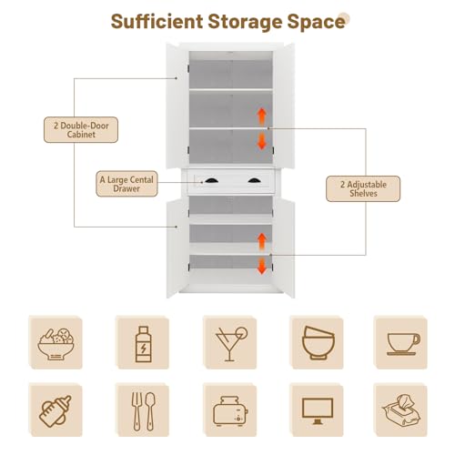 50" LED Kitchen Pantry Storage Cabinet with 2 Doors and Shelves V530