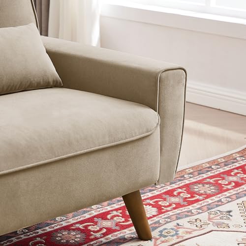 Green Small Loveseat Sofa with Wood Legs V8966