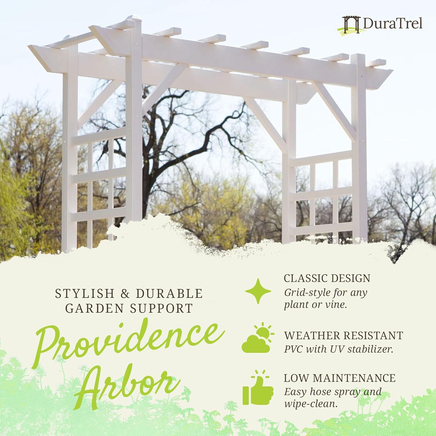 White PVC Garden Arbor X57542