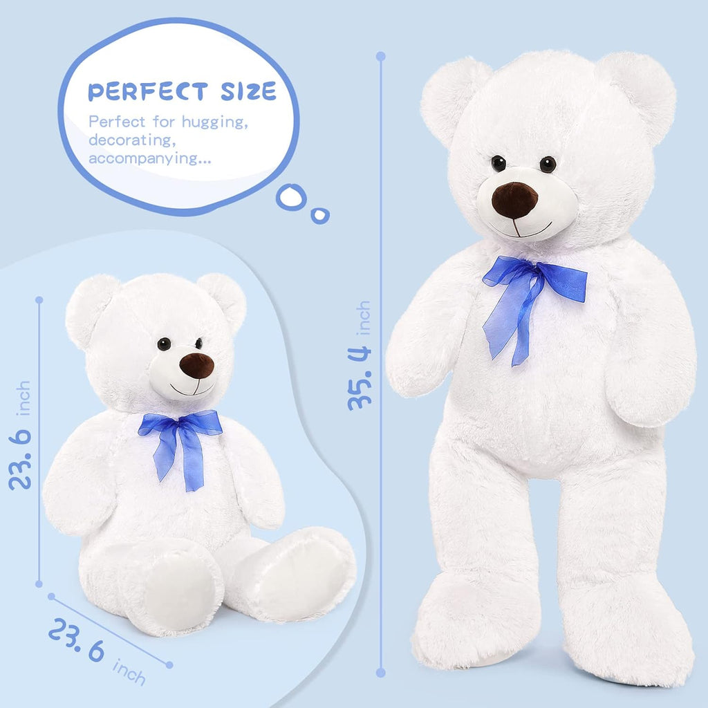 35.4'' Large Pink White Teddy Bear Plush Toy F255144