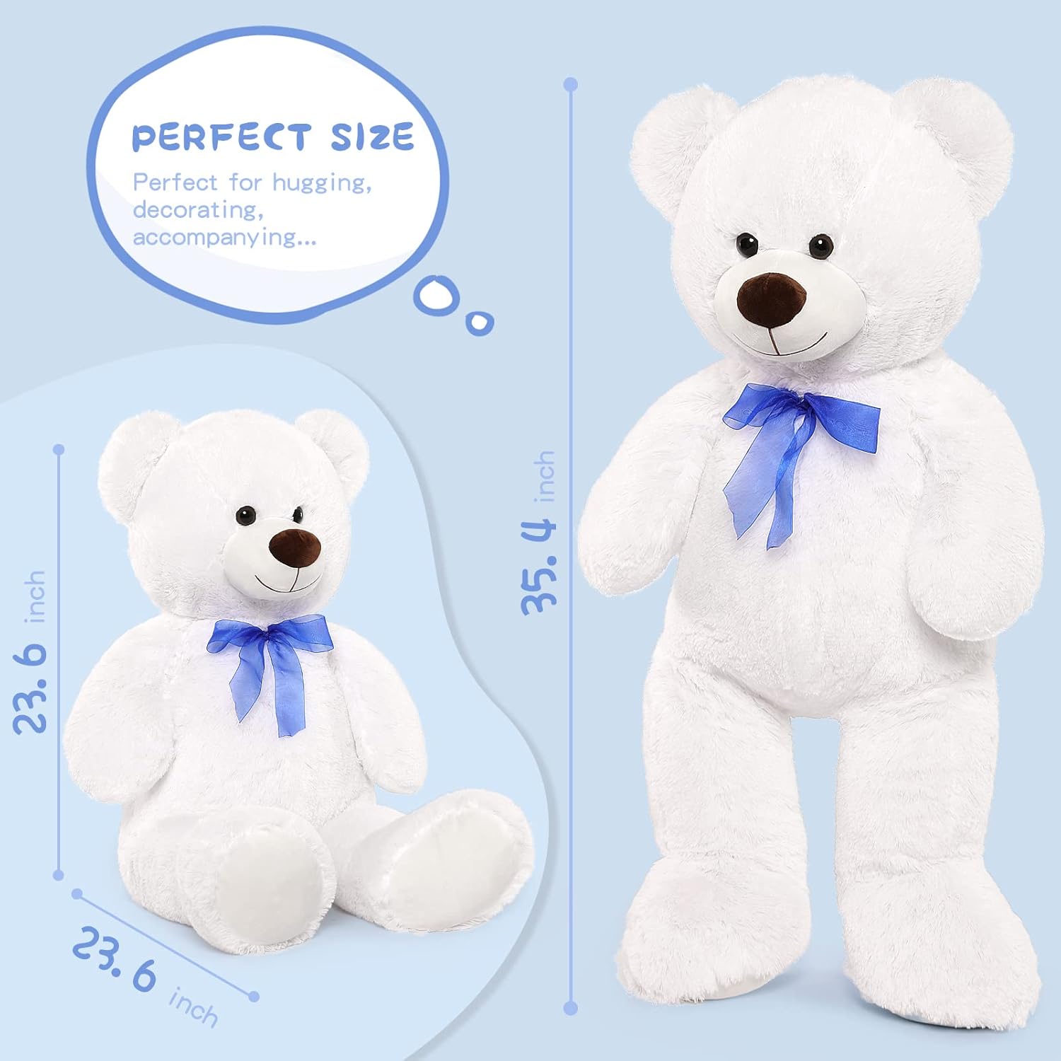 35.4'' Large Pink White Teddy Bear Plush Toy F255144