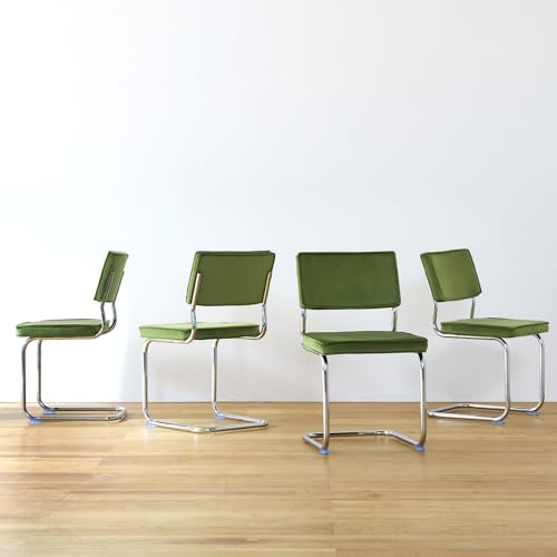 Orange Velvet 4PCS Dining Chairs with Chrome Metal Legs Y578