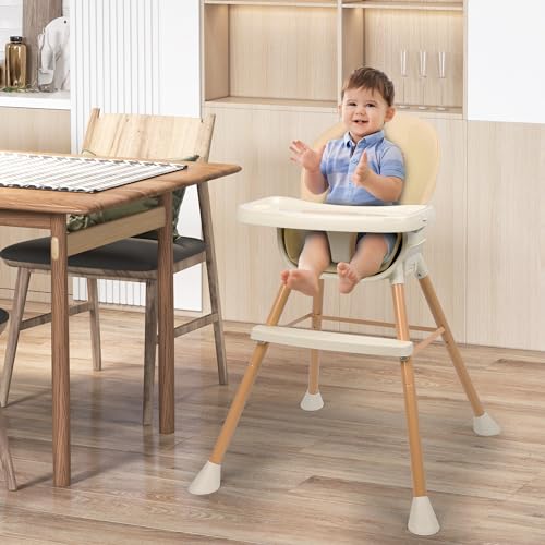 Beige 6-in-1 Convertible Baby High Chair with Cushion U440919