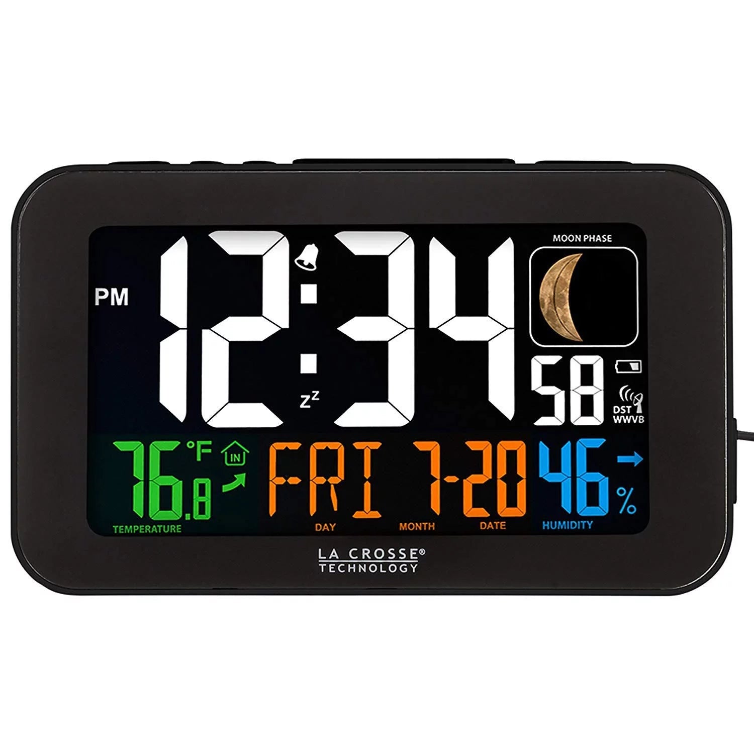 Black Atomic Alarm Clock with USB Charging Port J661218