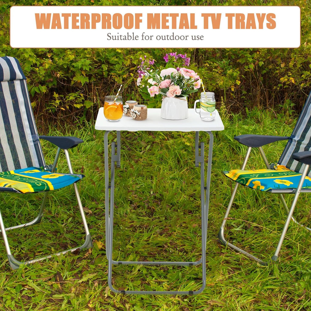 Set of 4 White Folding TV Tray Tables T743