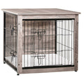 Dog Crate Furniture with Cushion Wooden Dog Crate with Double Doors O60084