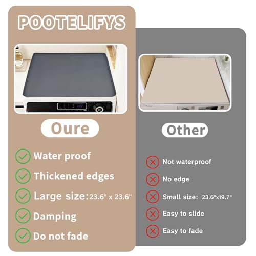 23.6" x 23.6" Silicone Non-slip Waterproof Washer and Dryer Top Protector Mat T353
