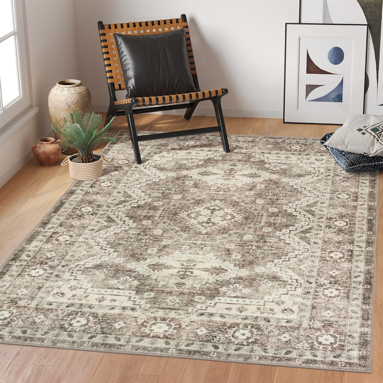 9x12 Stain Resistant Washable Anti Slip Vintage Tribal Area Rug G250