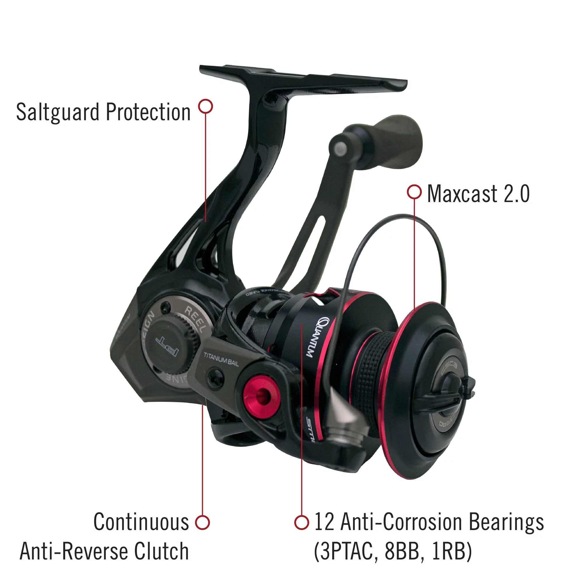 Black Size 30 Spinning Fishing Reel with 6.0:1 Gear Ratio W29213