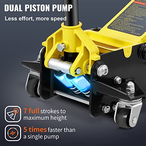 3 Ton Low Profile Aluminum Steel Racing Floor Jack with Dual Pistons Quick Lift Pump D970652