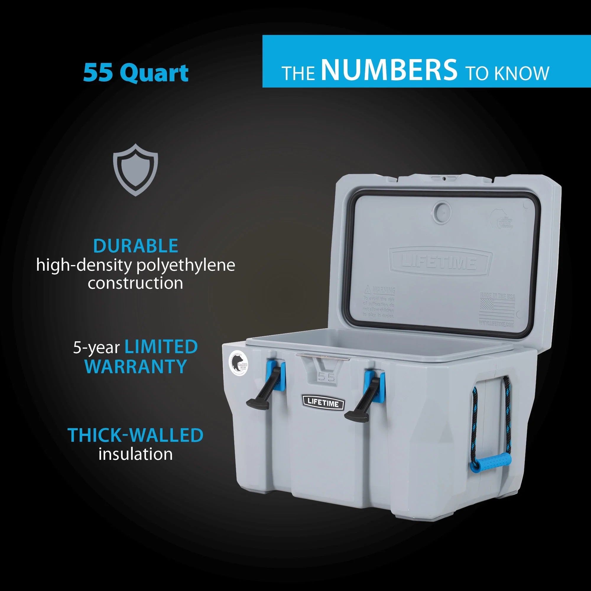 55 Quart Polyethylene Cooler, Light Gray P2822