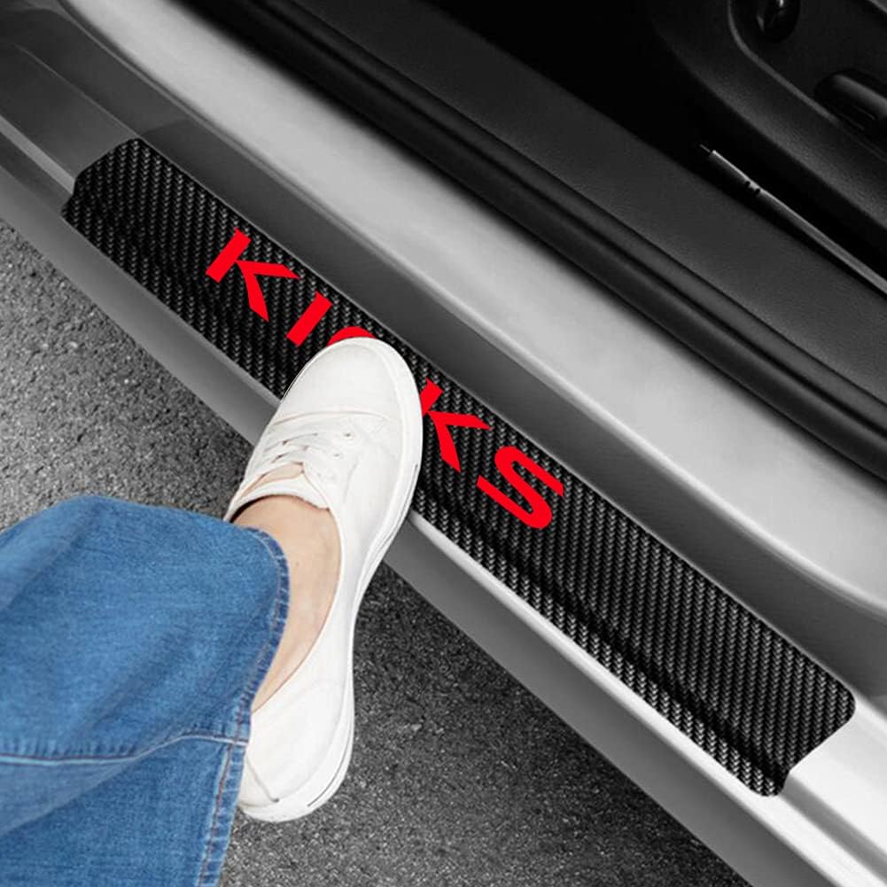 4D Carbon Fiber Door Sill Protector Stickers 4Pcs (Red) U87497