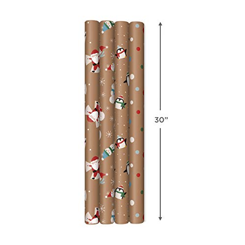 Christmas Wrapping Paper Bundle, Kraft, Pack of 4, 88 sq. ft. ttl E6584