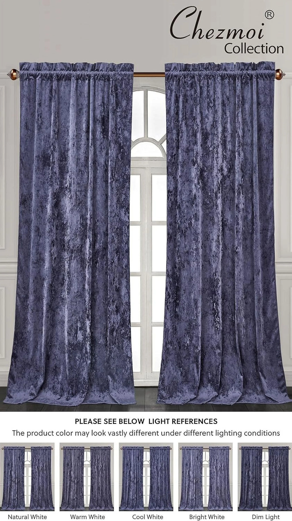 Purple Crushed Velvet Curtains 2 Panel Set 50" W x 84" L T877383