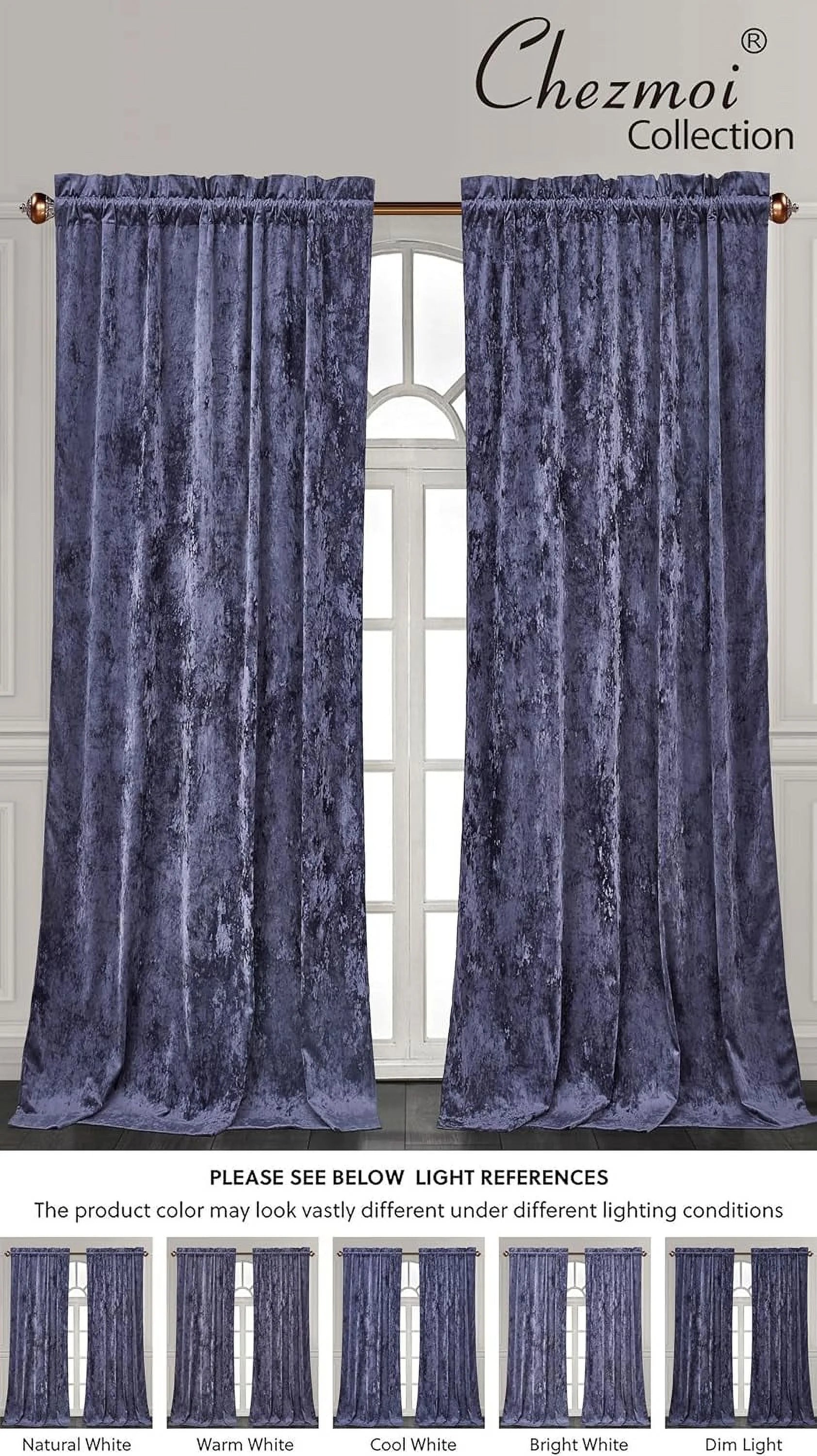 Purple Crushed Velvet Curtains 2 Panel Set 50" W x 84" L T877383
