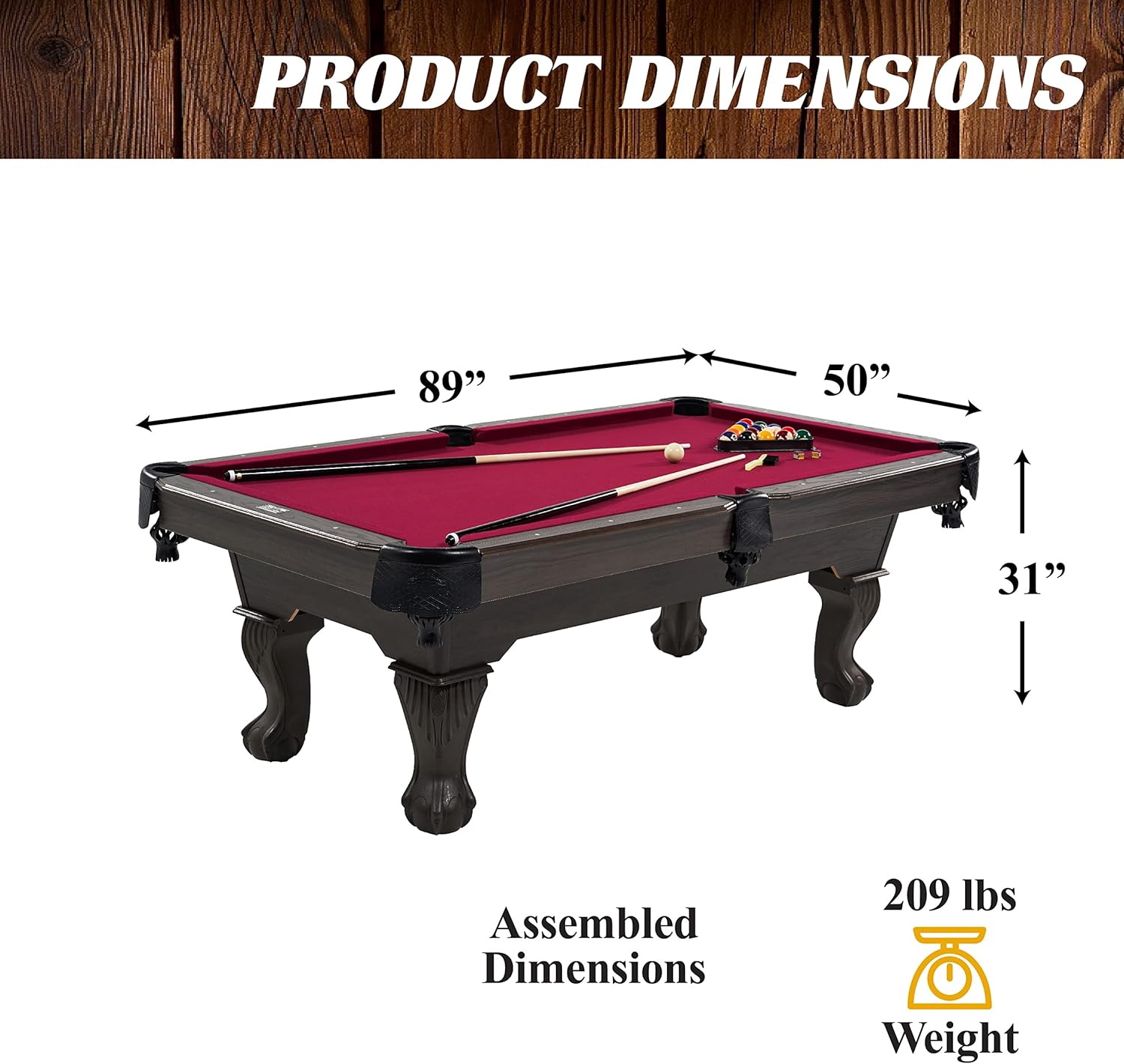 7.5' Drop Pocket Table with Pool Ball and Cue Stick Set P274