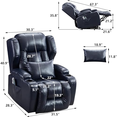 Electric Power Lift Recliner Chair with Massage & Heat J828