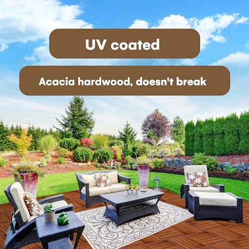 Teak Wood Interlocking Deck Flooring Tiles - 12" x 12" Pack of 10 Q345671
