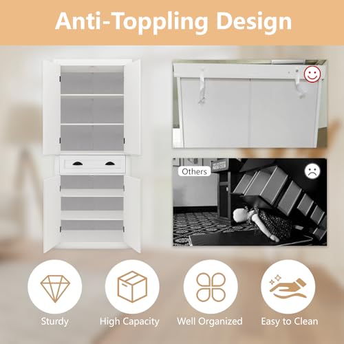 50" LED Kitchen Pantry Storage Cabinet with 2 Doors and Shelves V530