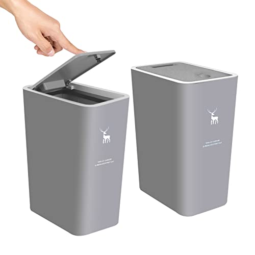2 Pack 4 Gallons Plastic Trash Can with Lid G303021
