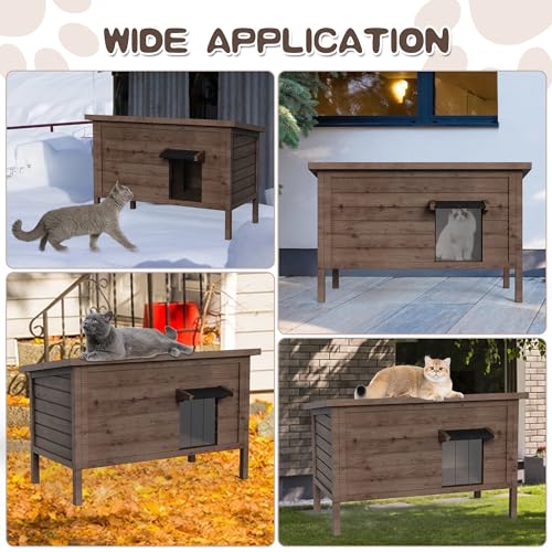 Outdoor Cat House Fully Insulated Wooden Weatherproof 34.4" L x 21.7" W x 27.2" H Q247