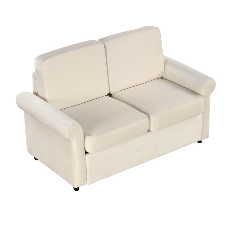 Grey Pull Out Sofa Bed with Twin Size Mattress Pad U94583