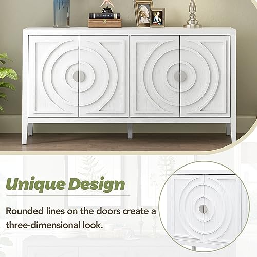Black 4-Door Sideboard Cabinet with Adjustable Shelves F95320