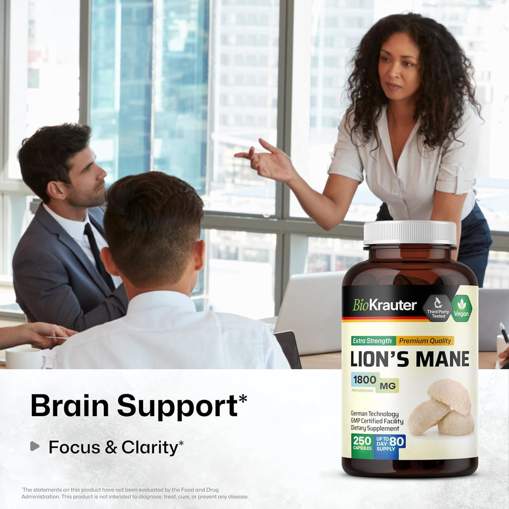 Vegan Organic Lion's Mane Mushroom Supplement Capsules S43632