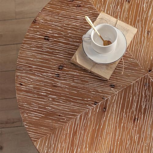 Natural & Gold Solid Wood Round Coffee Table R64744