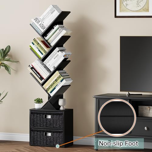 6 Tier Wood Bookshelf with Storage Drawer G5741