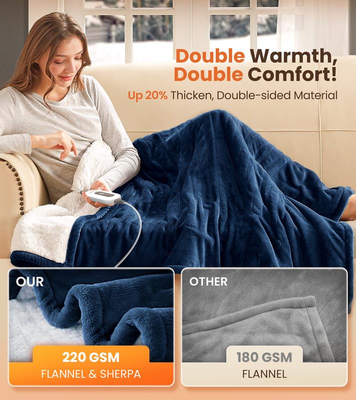 Heated Electric Blanket with Flannel Sherpa I5490