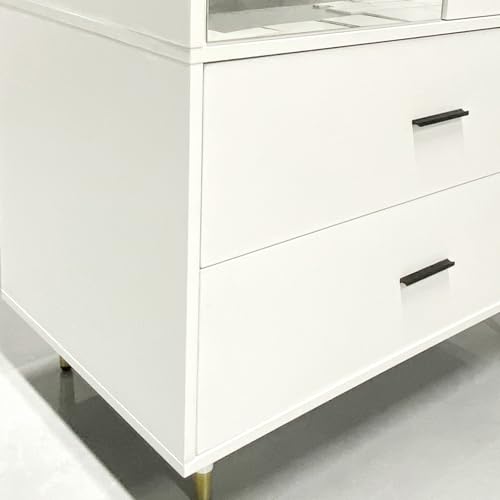 White 2 Door 2 Drawer Armoire Wardrobe with Hanging Rod and Mirror Z930