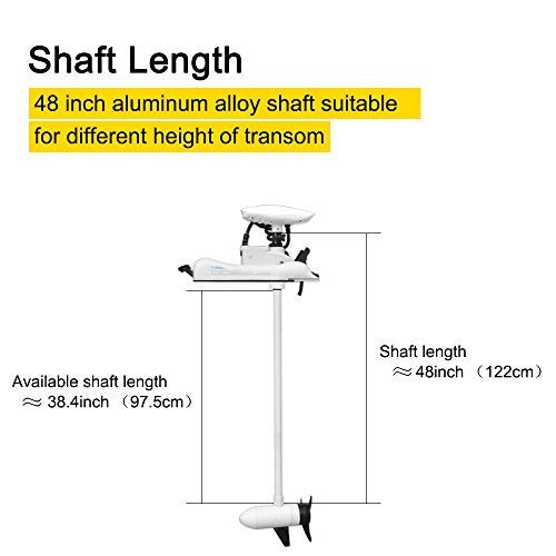 White 12V 55LBS 48inch Bow Mount Trolling Motor with Remote Control B45596