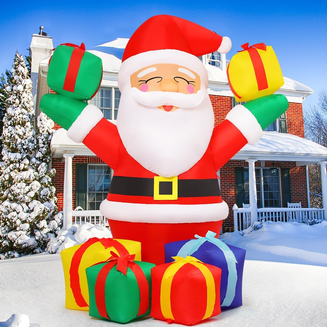 6 FT Christmas Santa Inflatables Outdoor Decorations with Built-in LEDs Y203321